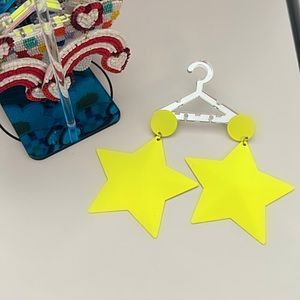Neon yellow star earrings